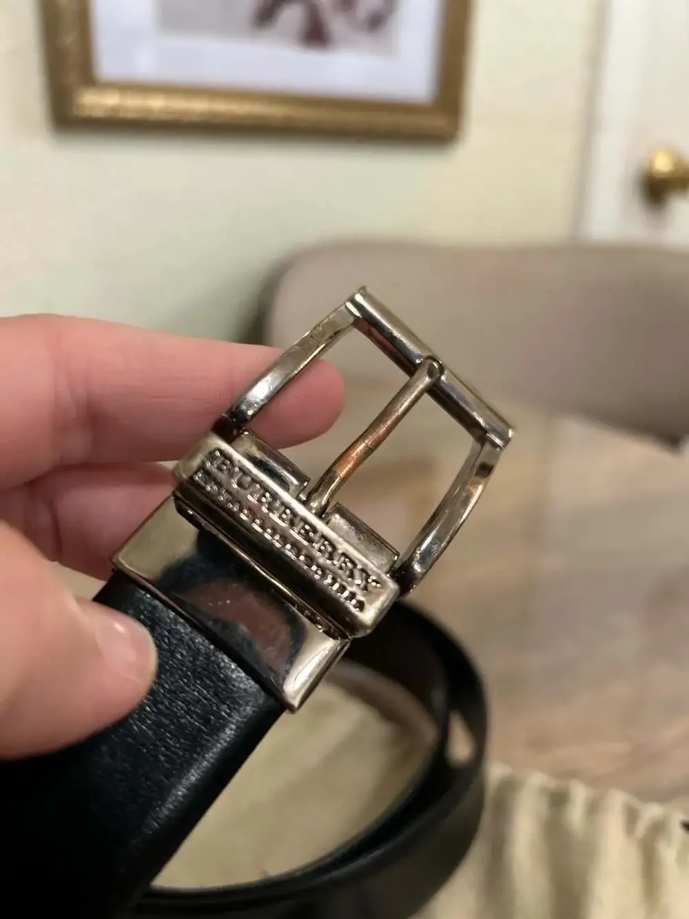 Vintage Burberry Men's Reversible Leather Belt Size 38/95